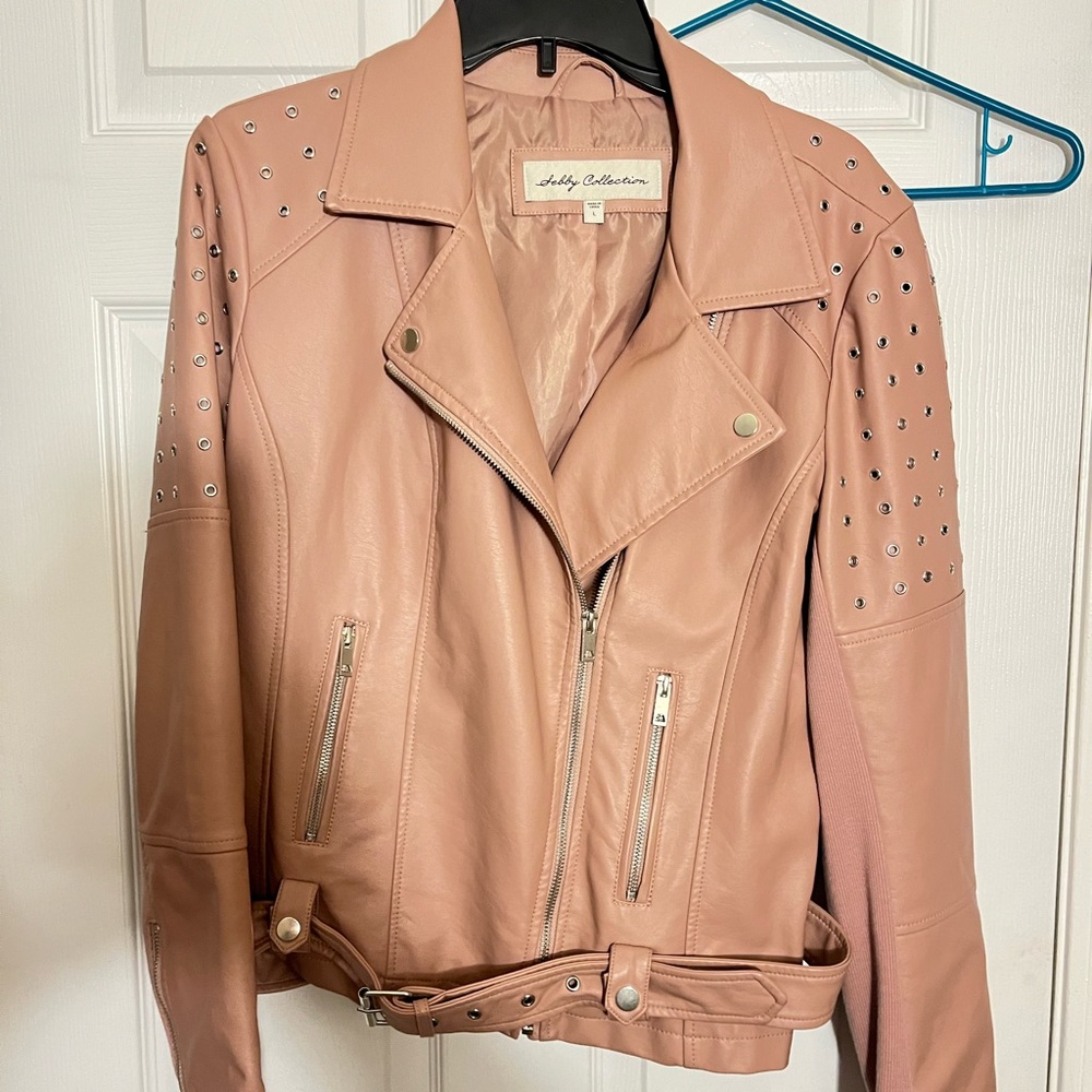 Dusty rose faux leather jacket